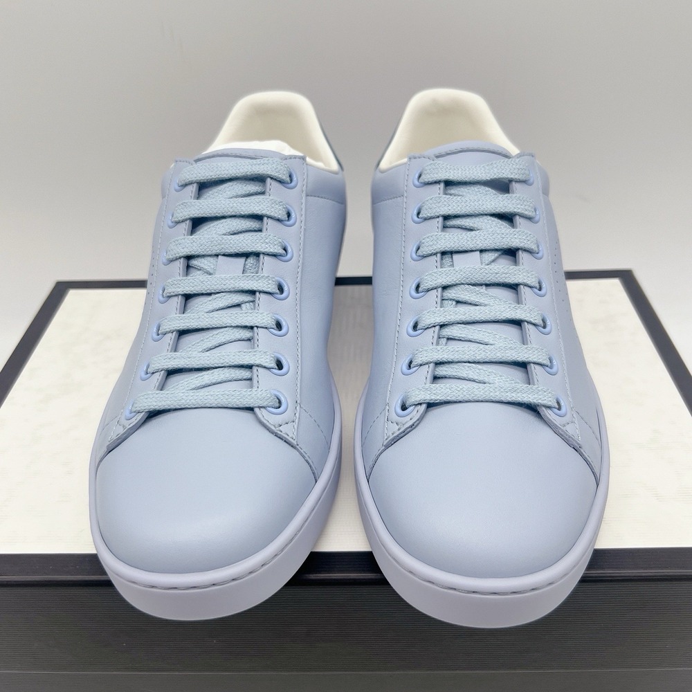 GUCCI Ace Interlocking GG Logo Low Top Sneaker Baby Blue Leather EU 38.5 US 8.5 - Picture 6 of 15